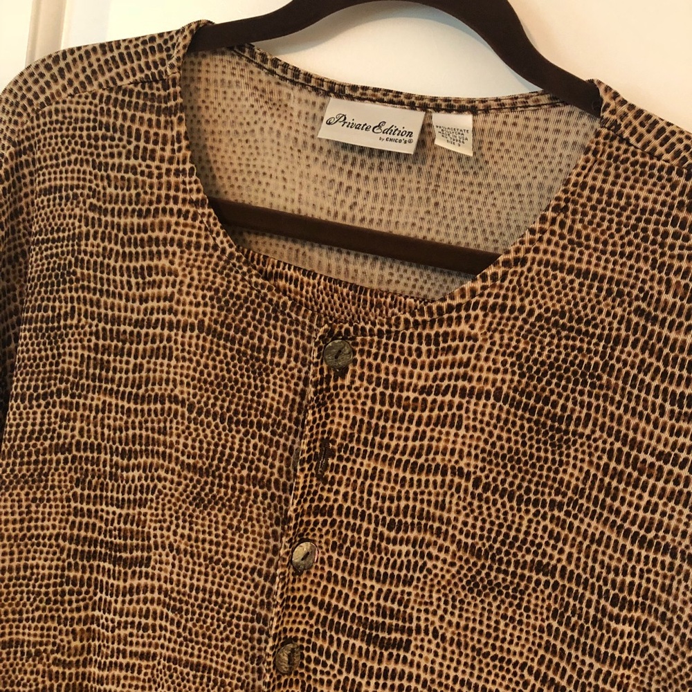 Chico’s Travelers Animal Print Jacket/Skirt Set